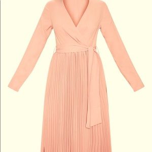 Pretty little thing long sleeved pleated midi dress